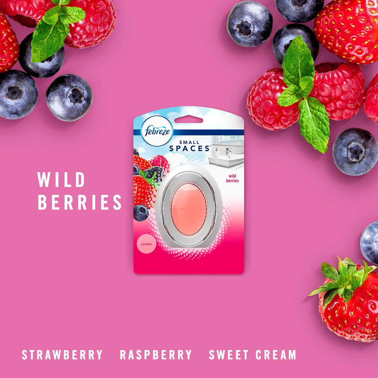 Febreze Small Spaces Air Freshener, Wild Berries, Odor Eliminator for Strong Odors (Pack of 6)
