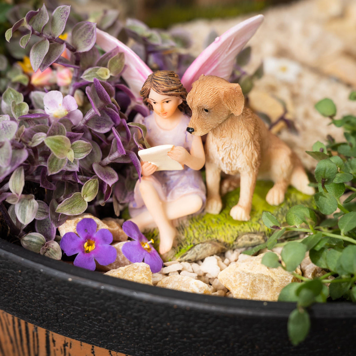 PRETMANNS Fairy Garden Accessories with Fairies for Fairy Garden Outdoor - Miniature Fairy Figurines Set with Animals - Fairy Garden Kit for Indoor Outdoor Gardens