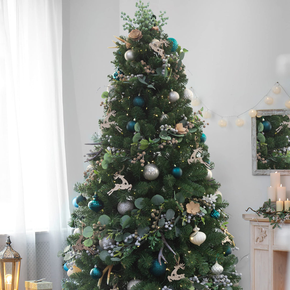 KI Store Dark Teal Christmas Balls 20pcs 3.15-Inch Christmas Tree Decoration Ornaments for Xmas Tree Holiday Wreath Garland Decor Ornaments Hooks Included