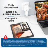 Ceptics India, Maldives Power Plug Adapter Travel Set, 20W PD & QC, Safe Dual USB & USB-C 3.1A - 2 USA Outlet - Compact - Use In Pakistan, Nepal, Bangladesh Includes Type D, Type C SWadAPt Attachments