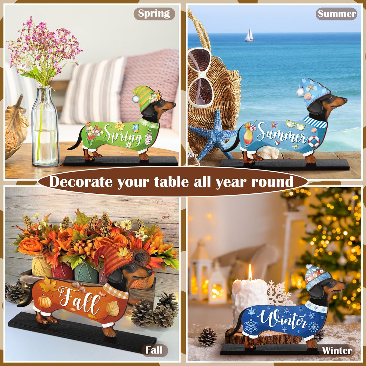 Anglechic 42 Pcs Interchangeable Dachshund Sign Wiener Dog Holiday Decor
