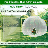 6.4'x6.4' Fruit Tree Netting with 2-Way Zipper & Drawstring (2 Pack)