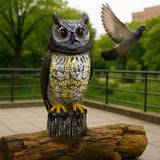 GIFTEXPRESS 1Pcs Solar Power Owl Decoy – 17" Motion Sensor Pest Repellent with Rotating Head, LED Eyes & Sound – Fake Horned Owl for Garden, Yard, Balcony, Farm, Patio, Roof, Lawn- Life Size
