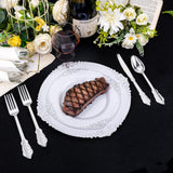 Liacere 400PCS Silver Plastic Silverware - Pre Rolled Napkins Disposable Silver Cutlery-Premium Quality Gold Plastic Utensils - Includes 100Forks,100Knives,100Spoons,100Napkins&Christmas