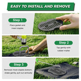 Landscape Staples 50 Pack, 6 Inch 11 Gauge Heavy Duty Galvanized Garden Staples with 50pcs Fixing Washers, Rubber Mallet & Hook Remover, U Shaped Weed Barrier Stakes for Sod, Turf and Lawn