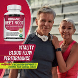 Organic Beet Root Powder Tablets - 2040mg Natural Nitric Oxide Beets to Support, Energy, Black Pepper Better Absorption, Non-GMO, for Men Women, 90 Tablets