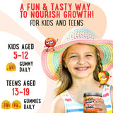 OH MY CHEWY Center-Filled Bones & Growth Support Gummies - Supplement Vitamins for Kids & Teens with Calcium, Astragalus, D3, K2, L-Arginine, Glutamine & Omithine HCI - Peach & Mango - 60 Count