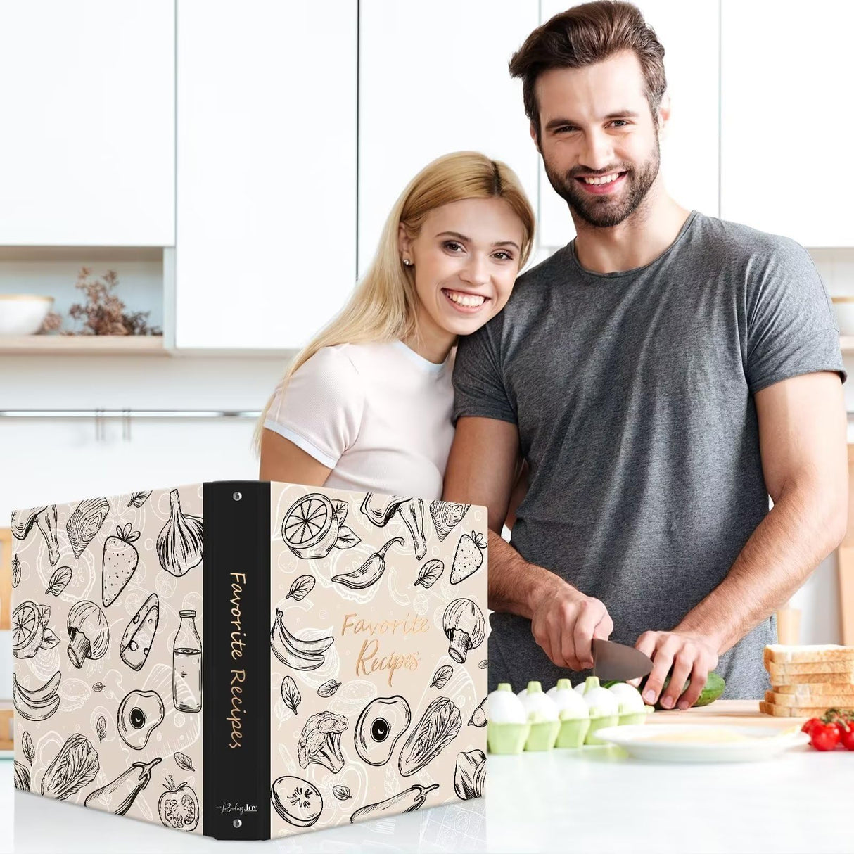 LuBudingJoy Recipe Binder 8.5x11 3 Ring, Recipe Book to Write in Your own Recipes, Family Recipe Binder Full Page with Plastic Sleeves for Christmas Gifts (Oyster White)