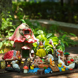 HIYZI 93 Pcs Fairy Garden House Resin Accessories Fairy Elves Kit Miniature Fairy Figurines Ornaments Animals Decor Outdoor for DIY Dollhouse