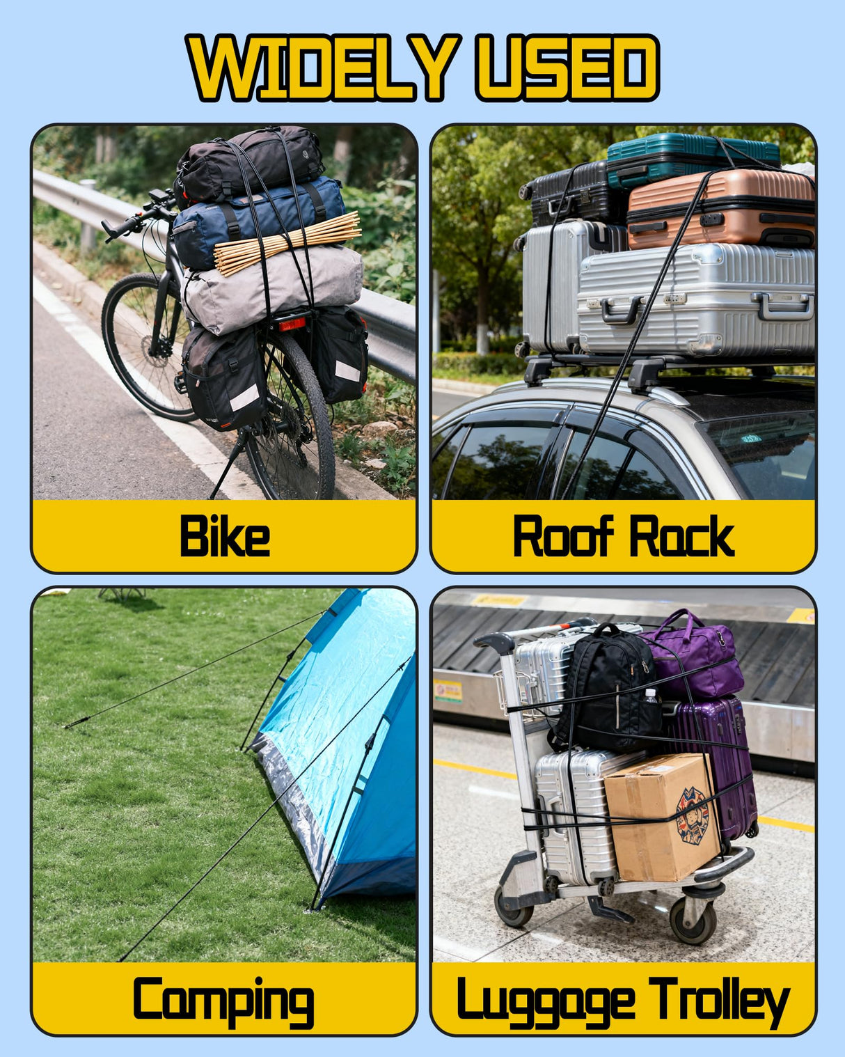 8 Pcs 80 Inch Adjustable Carabiner Bungee Cords with Hooks, Easy to Adjust from 7" to 80", Black Bungee Straps with UV-Resistance & Superior Elasticity for Cargo, Bike, Luggage, Carts, Truck, etc