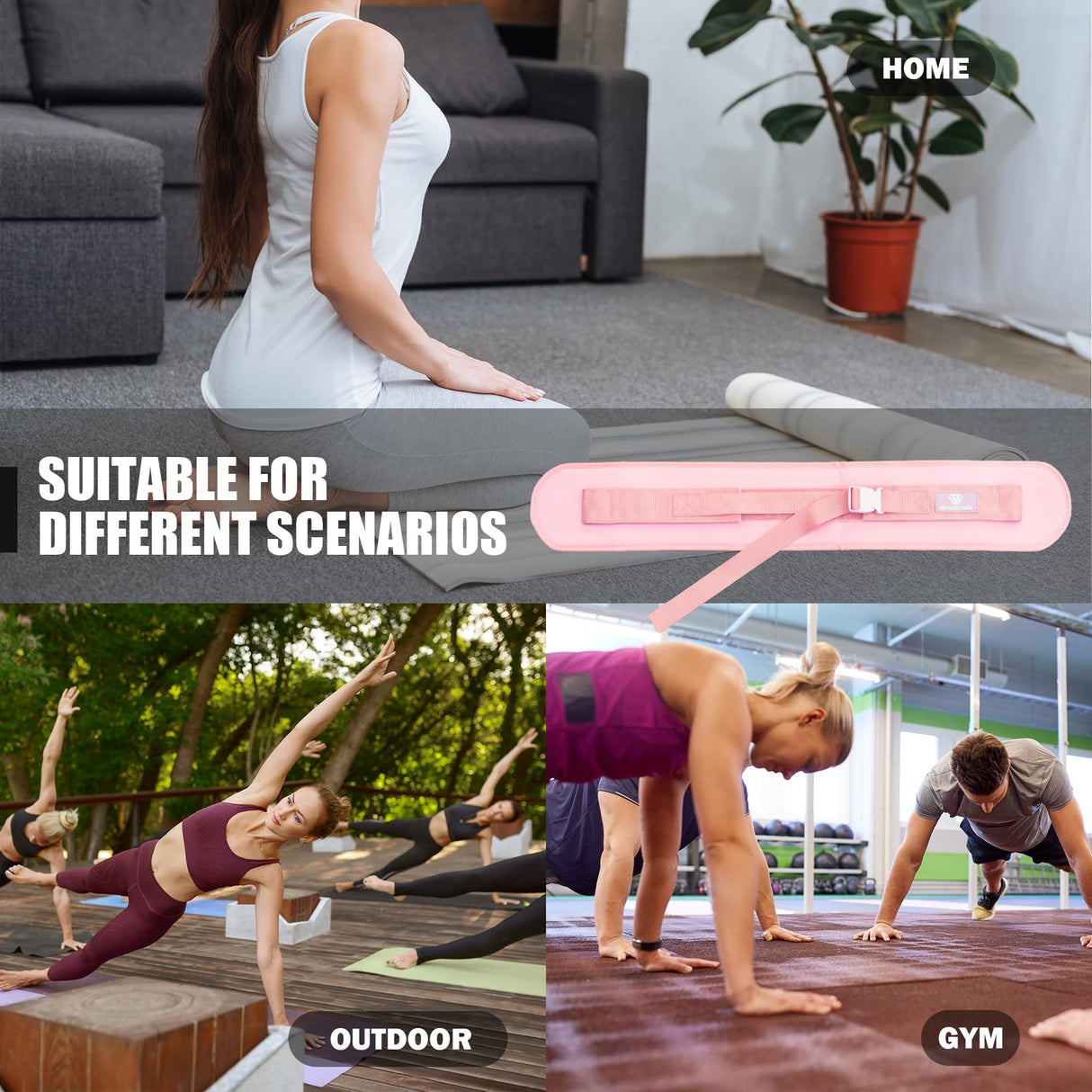 WOOTMIN Hip Thrust Belt, Fully Upgraded Hip Thrust Belt for Dumbbells, More Comfortable Hip Thrust Belt, Home Gym Hip Thrust Belt with Wider and Longer Anti-Slip Pads.(Pink)