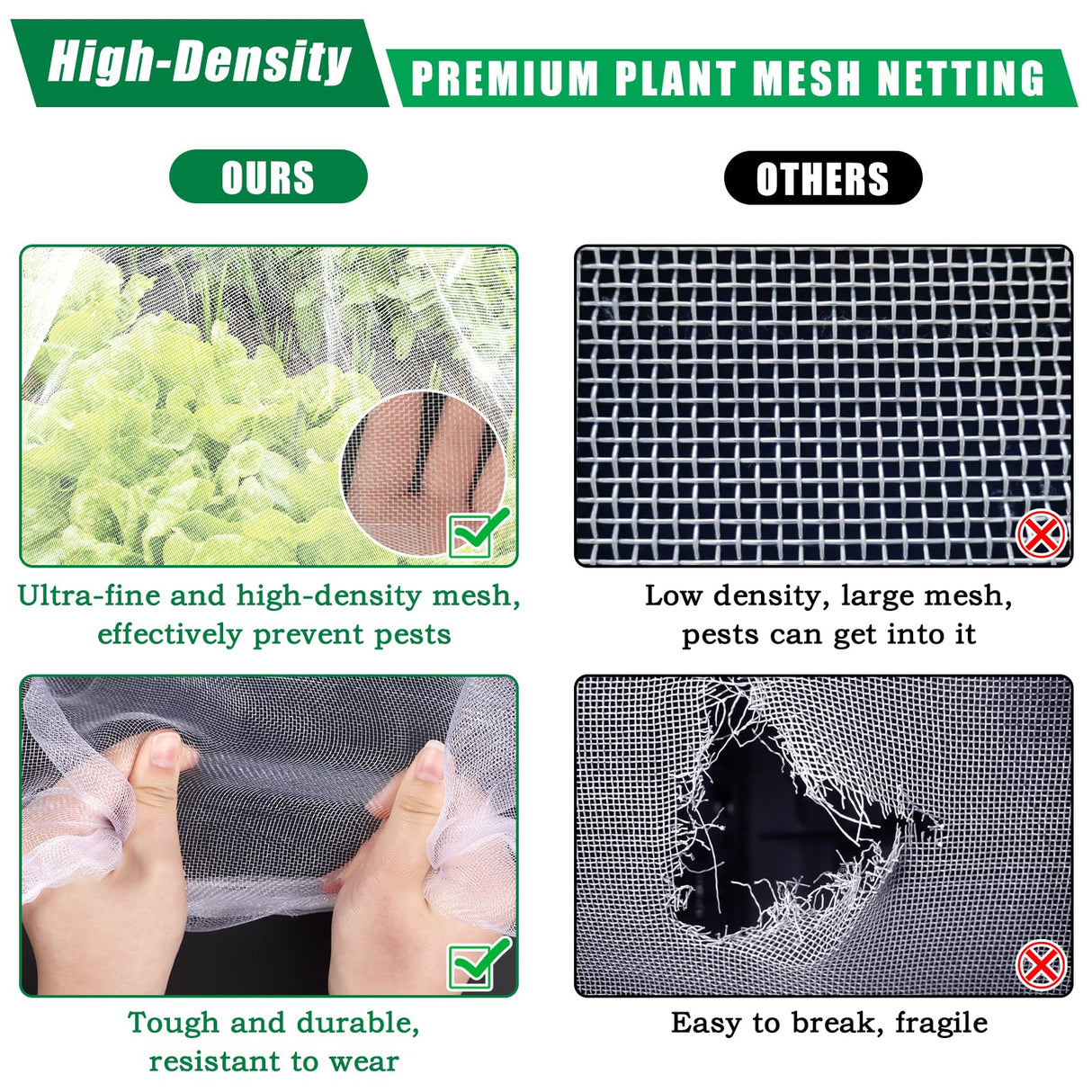 10 X 50 FT Breathable Garden Mesh Netting Pest Barrier for Raised Beds