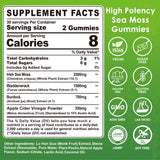 (2 Pack) Sea Moss Gummies - Irish Sea Moss Gummies for Adults & Kids - Advanced Superfood Seamoss Supplement with Organic Bladderwrack & Burdock Root Extract，ACV for Daily Immune, Gut Cleanse, Vegan