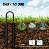 8 Inch Rebar Stakes Heavy Duty, 10 Pack Garden Stake U-Hook, Electrostatic Rust Proof Metal Stakes for Tent, Landscape,Outdoor Decorations, Fabric Ground Cover, Tube Fixing