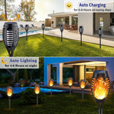 KYEKIO 12Pack Solar Torch Light with Flickering Flame for Halloween Decor