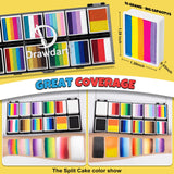 Drawdart Professional Face Painting Kit for Kids & Adults, Split Cake Face Paint Palette 12 x 10gm with Stencil, One Stroke Non Toxic Rainbow Body Paint Set for Halloween & Christmas Makeup