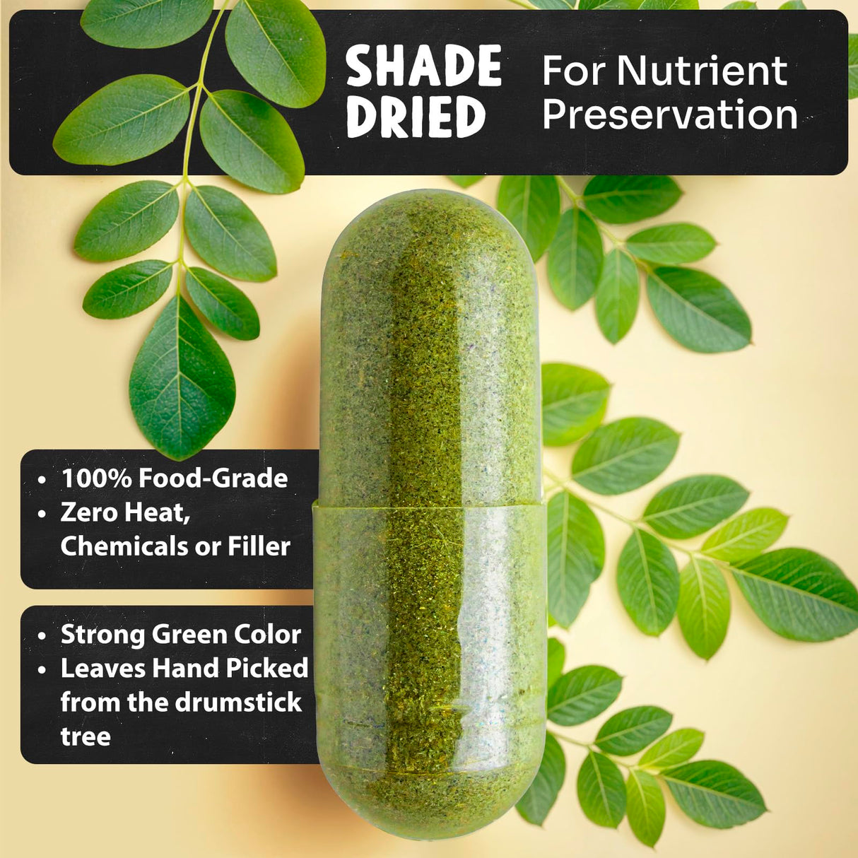 Maju Superfoods Organic Moringa Capsules, Oleifera Leaf, Extra-Fine Quality Moringa Leaves, Dried Drumstick Tree Leaves, Organic Moringa Powder Extract Supplement Capsules from Plant (90 ct)