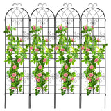 ZBPRESS 4 Pack 86.2x19.7in Metal Garden Trellis for Climbing Plants,Black Metal Garden Trellis for Vines Plant Rose Vegetable Support,Large Decorative Outdoor Trellis