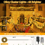 Ollny Cluster Christmas Lights 1000LED 49FT, Warm White Tree Lights 8 Modes Timer Remote, Waterproof String for Outdoor Indoor Outside Garland Xmas Decorations