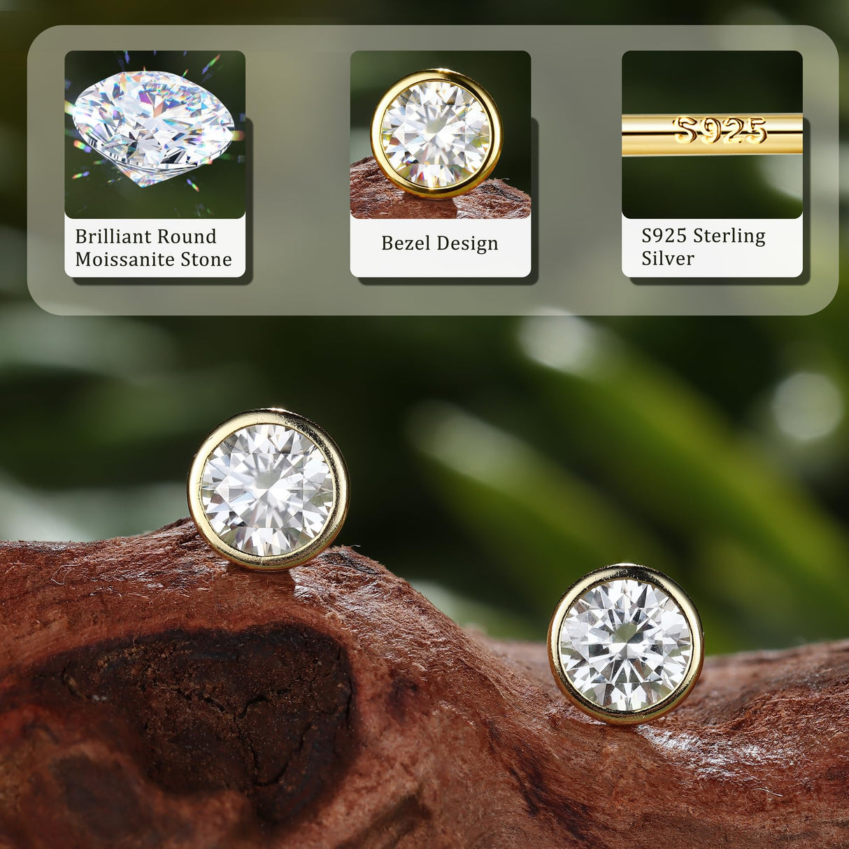 GEMQUEEN Moissanite Earrings Studs 925 Sterling Silver, 1.6CT