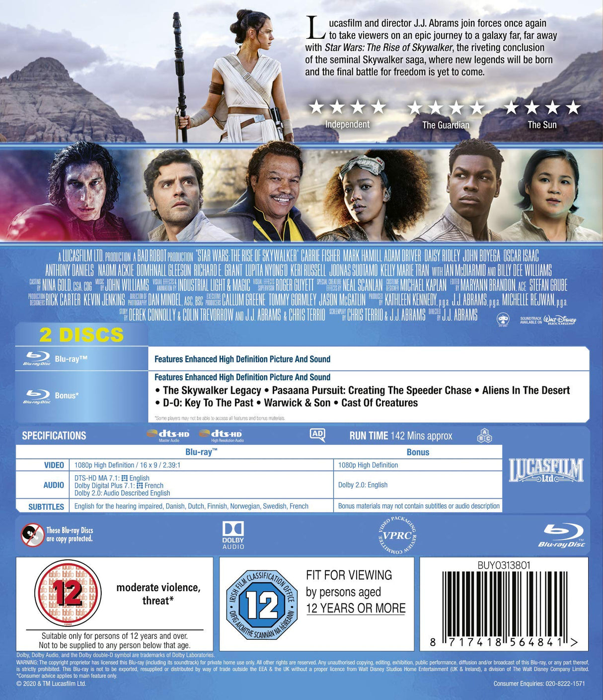Star Wars: The Rise of Skywalker (With Limited Edition The First Order Artwork Sleeve) [Blu-ray] [2019] [Region Free]