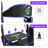 Walkers for Seniors, Rollator Walker with Seat, 350 lb Weight Capacity, 18" Big Seat, 8" All-Terrain Wheels, 6-Level Adjustable Height, Lightweight Aluminum Frame Rollator Walkers for Seniors (Purple)