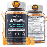 Sugar Free L Arginine Nitric Oxide Gummies 1300mg for Men & Women with L Citrulline, Beet Root, B3 | L Arginine L Citrulline Supplements for Performance, Muscle Growth & Recovery | Vegan, 60 Counts