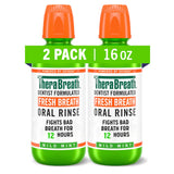 TheraBreath Fresh Breath Mouthwash, Mild Mint Flavor, Alcohol-Free, 16 Fl Oz (2-Pack)