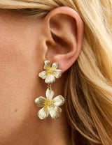 Mameloly Flower Statement Earrings for Women 14K Gold Plated Drop Dangle