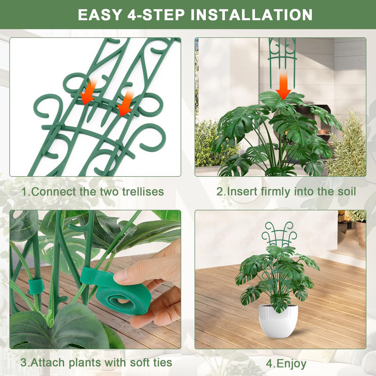 10 Pack Indoor Plant Trellis for Potted Plants, Stackable Garden Trellis for Climbing Plants Outdoor, Small Trellis for Houseplants Rose Hoya Pothos Plant Climber Support