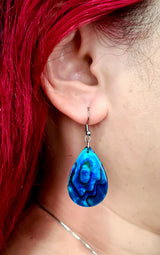 Swimmi Genuine Blue Paua Abalone Shell Teardrop Dangle Earrings GA249-A