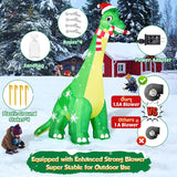13FT Giant Dinosaur Christmas Inflatable Decorations, Built-in LED Lights, Strong Blower Huge Blow Up Yard Clearance Decor with Large Candy Cane Xmas Santa Hat Outdoor Indoor Holiday Party