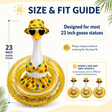 DaGailen Summer Porch Goose Outfits 23 Inch, Yellow Polka Dot Porch Goose Bikini with Swim Ring, Sun Hat Heart Sunglasses Porch Goose Accessories for Yard Garden Patio Decor