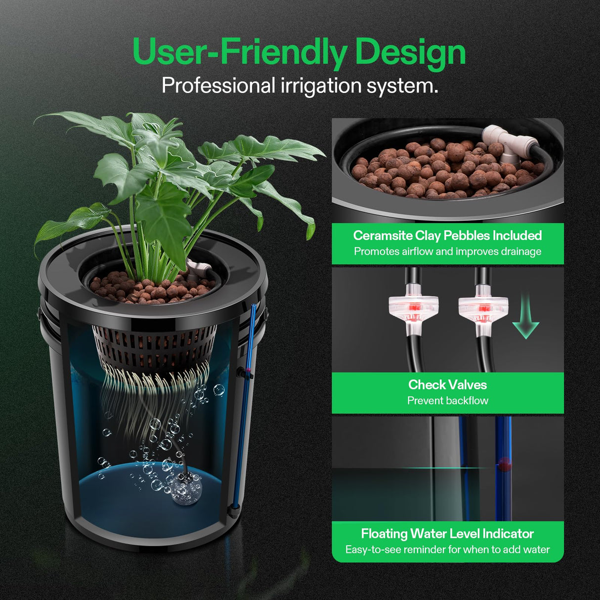 VIVOSUN DWC Hydroponics Grow System with Top Drip Kit, 5-Gallon Deep Water Culture, Recirculating Drip Garden System with Multi-Purpose Air Hose, Air Pump, and Air Stone (1 Bucket + Top Drip Kit)