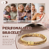 Personalized Cuban Link Bracelet for Men – Stainless Steel Custom Bracelet with Engraved Names Mens Bracelet Gifts for Birthday Anniversary Father’s Day Christmas (Gold-2 Names)