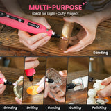 HARDELL Mini Cordless Rotary Tool, 5-Speed 3.7V Rechargeable Rotary Tool Kit with 36Accessories, USB Charging Multi-Purpose DIY Tool for Sanding, Polishing, Drilling, Engraving, Woodworking(Pink 36)