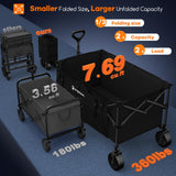 Originsure 220L Collapsible Beach Wagon Cart, 360lbs Heavy Duty, Black
