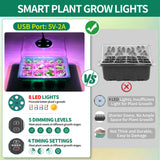 Homiton 4-Pack Seed Starter Tray with Grow Light and Heat Mat, 48 Cells Seed Starter Kit with Adjustable Humidity Dome and Base, Germination Kit for Seed Growing Plant Propagation