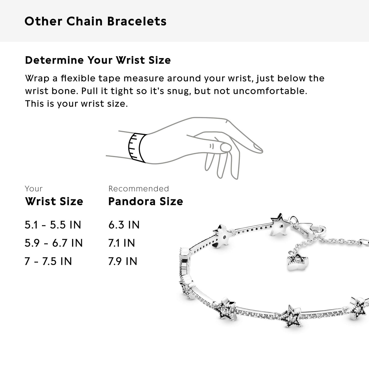 PANDORA Celestial Stars Bracelet - Gift for Her - Sterling Silver & Cubic Zirconia Bracelet for Women - With Gift Box - 7.9"
