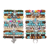 COLOYAN 28PCS Western Turquoise Beaded Bracelets for Women Stackable