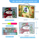 ZFFLYH Christmas Snowman Latch Hook Rug Kits, DIY Rug Crochet Yarn Kits Printed Color Canvas Christmas Decoration and Activity 20.5X15 Inch