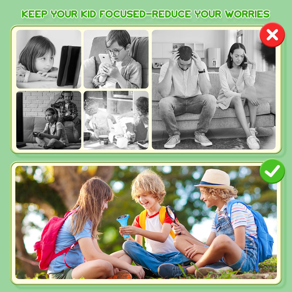 Kids Microscope, Pocket Portable Microscope with 2'' Inch Screen - Powerful Magnification Mini Microscopes Magnifying Glass with Lights, Ideal Christmas Birthday Gifts for Age 3-12 Boys - Blue