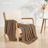 CozeCube Caramel Brown Throw Blanket for Couch, Soft Cozy Cable Knit Throw for Bed Sofa Living Room, Lightweight Warm Decorative Farmhouse Christmas Blanket, 50"x60", Light Brown
