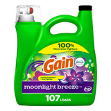 Gain + Aroma Boost Liquid Laundry Detergent, Moonlight Breeze Scent, 107 Loads, 154 Fl Oz, HE Compatible with Febreze and Oxi (125)