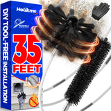 Holikme 35Feet Dryer Vent Cleaner Kit - Lint Remover,Fireplace Chimney Brushes,Replacement Parts,Duct Cleaning,Flexible Lint Brush with Drill Attachment×2,Use with or Without a Power Drill
