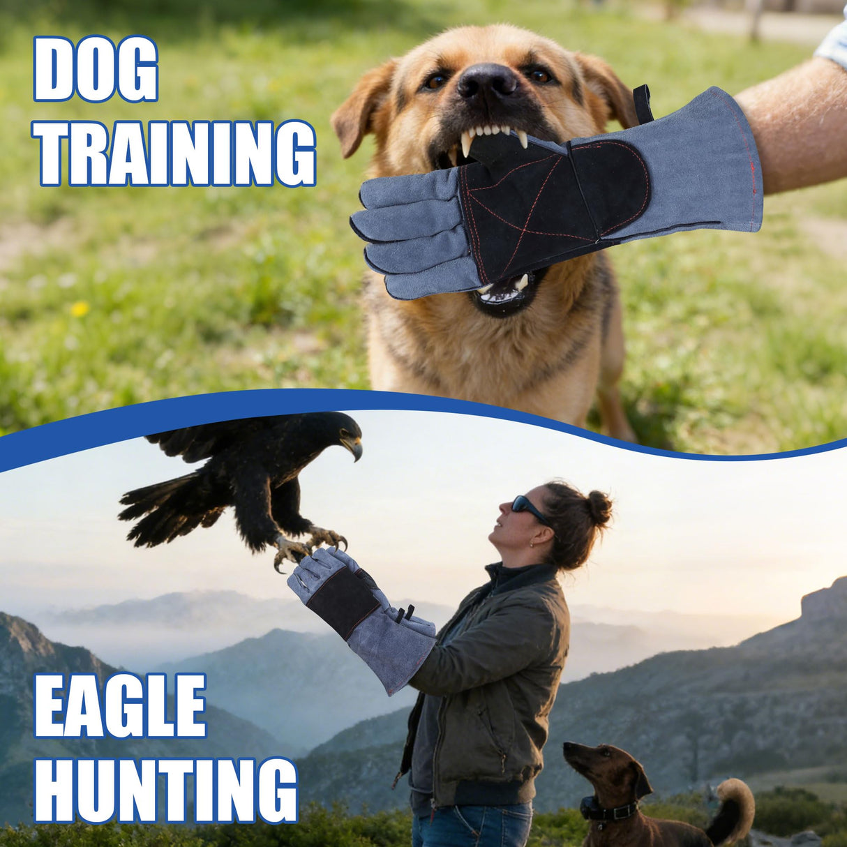 IC ICLOVER Animal Handling Gloves Bite Proof, Small Size for Women, Double Leather Reinforced Padding Palm Protection for Grabbing Snake Reptile Bird Falcon Dog Training Cat Scratch Gloves - 14inch