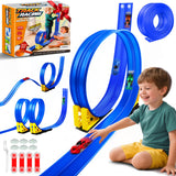 Flexible Race Track Toy Set: 15ft DIY Bendable Ramp with Suction Cups – Portable Roll-Up Car Track for Kids Compatible with 1:64 Diecast Cars – Birthday Christmas for Boys Girls Ages 3+