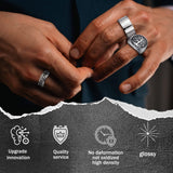 MEDOJO 10 Pcs Men's Stainless Steel Vintage Signet Ring Square Pinky Thumb Chunky Thin Band Ring Vintage Biker Band Rings Set 10