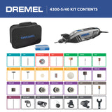 Dremel 4300-5/40 High Performance Rotary Tool Kit with LED Light- 5 Attachments & 40 Accessories - Ideal for Grinding, Cutting, Wood Carving, Sanding, and Engraving