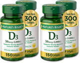 Nature's Bounty Vitamin D3, Supports Immune System and Bone Health, 50mcg, 150 Softgels (Pack of 4)